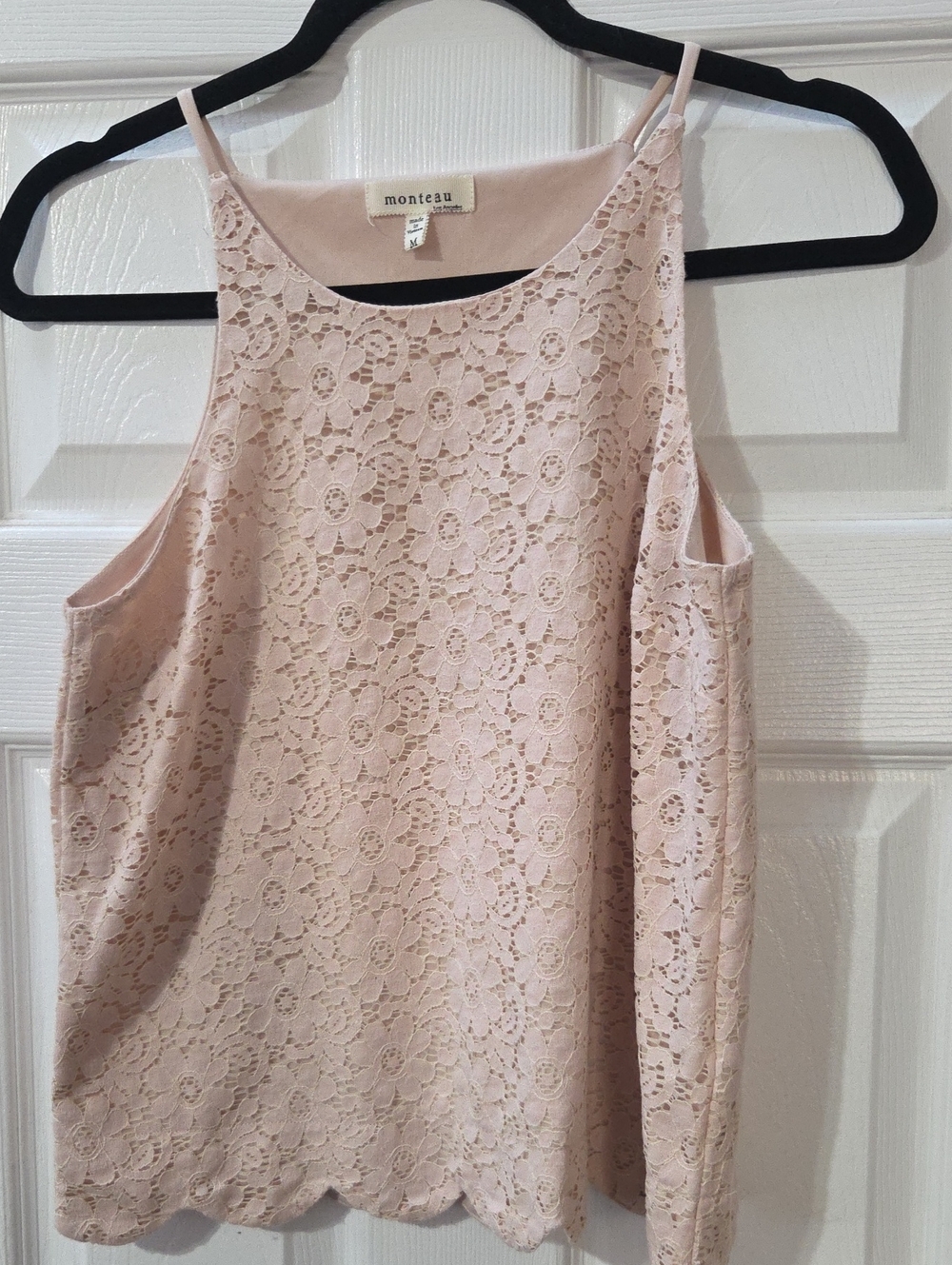 Monteau Pale Blush Lace Camisole Tank